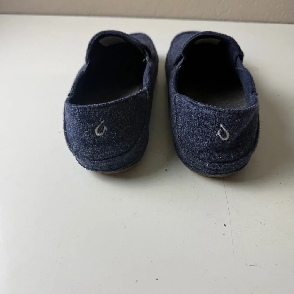 OluKai Moloa Hulu Mens Slippers Navy Blue Wool Blend Slip On Shoes 10411-DEDE 10